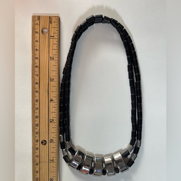 Aarikka Stella Vintage Wood Bead and Silver Toned Metal Bead Necklace - Picture 9 of 9